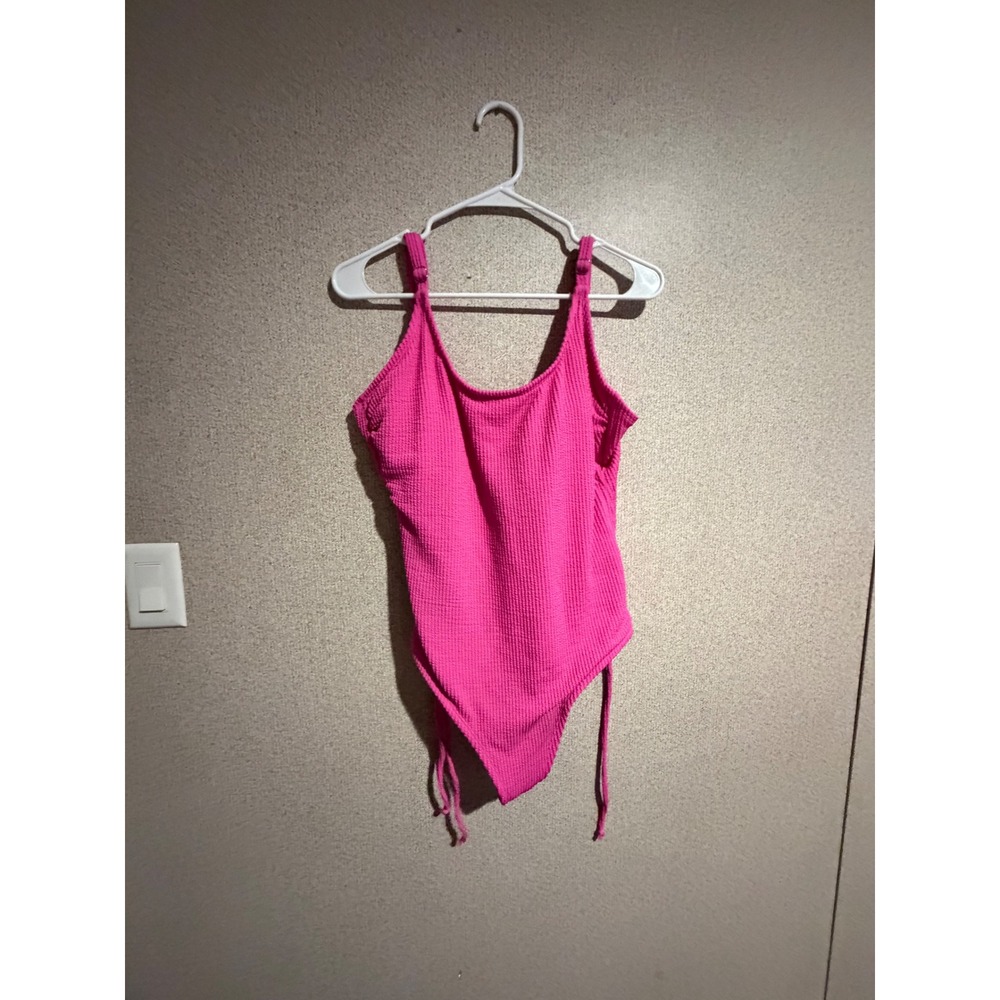 Hurley Womens Textured Hot Pink One Piece‎ Swimsuit Cinch Side Size 2X
